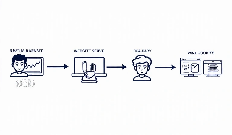 Diagramă cu fluxul de date al cookie-urilor pe un site web